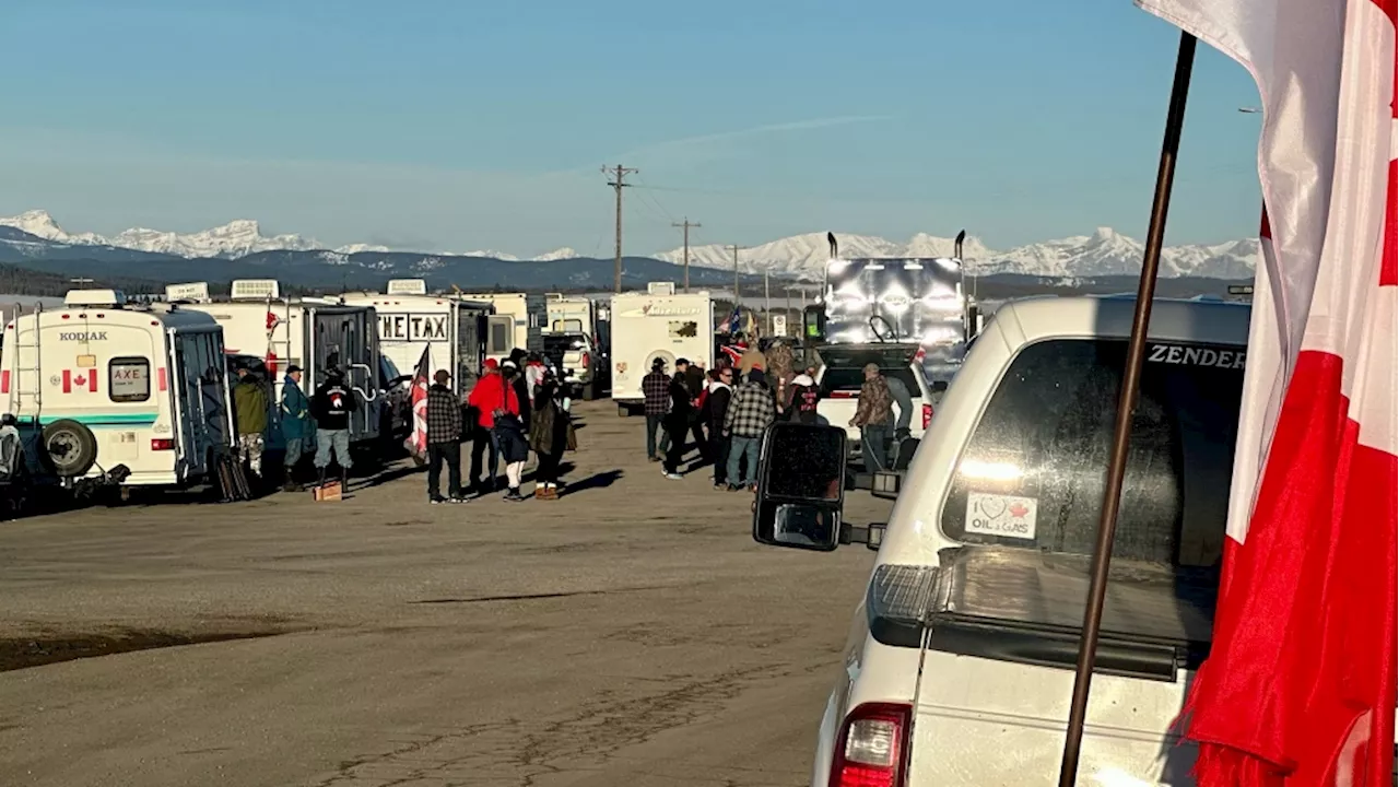 Carbon tax protest set up near highway west of Calgary