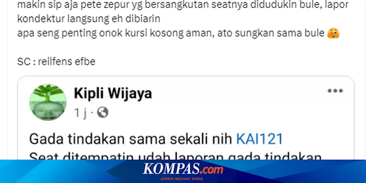 Ramai soal Penumpang Kereta Keluhkan Kursi Diduduki WNA, Ini Kata KAI