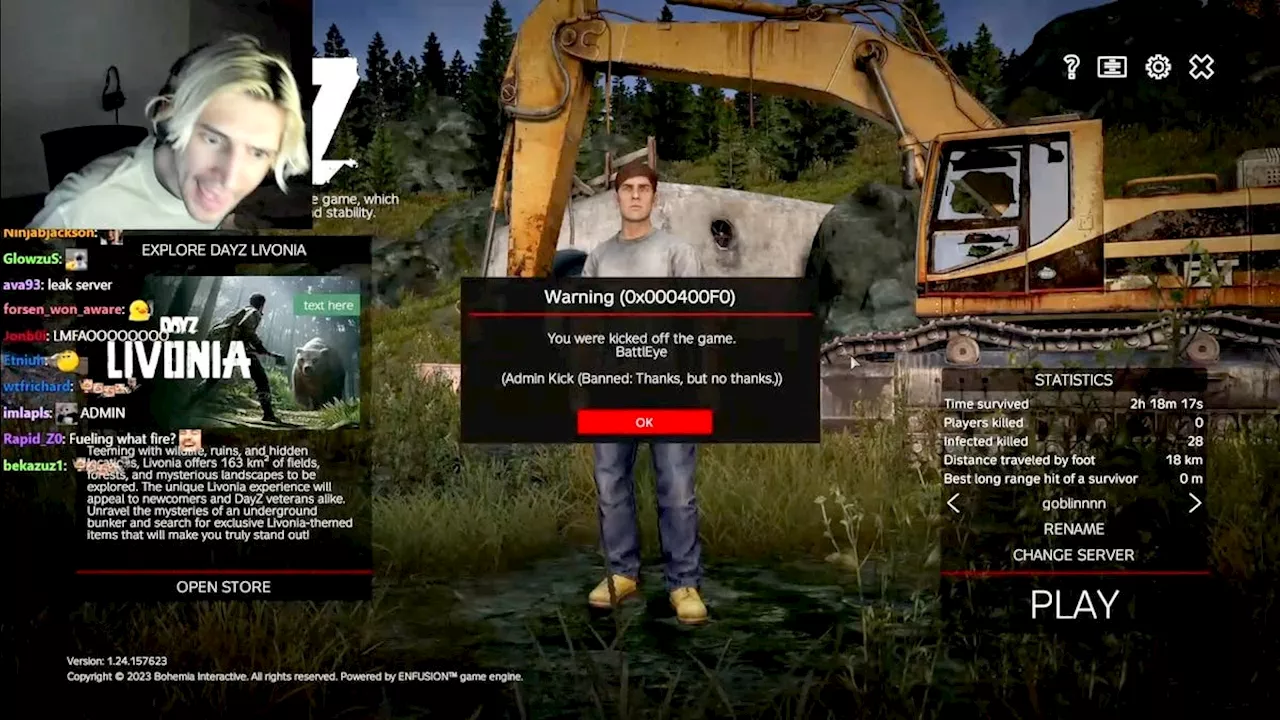 Popular Streamer xQc Gets Banned From DayZ Server