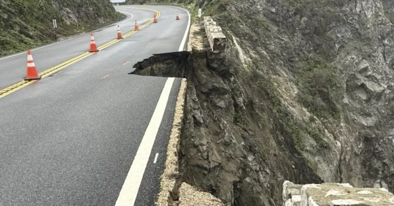 Reabren circulación en autopista escénica de California tras derrumbe de un carril por las lluvias