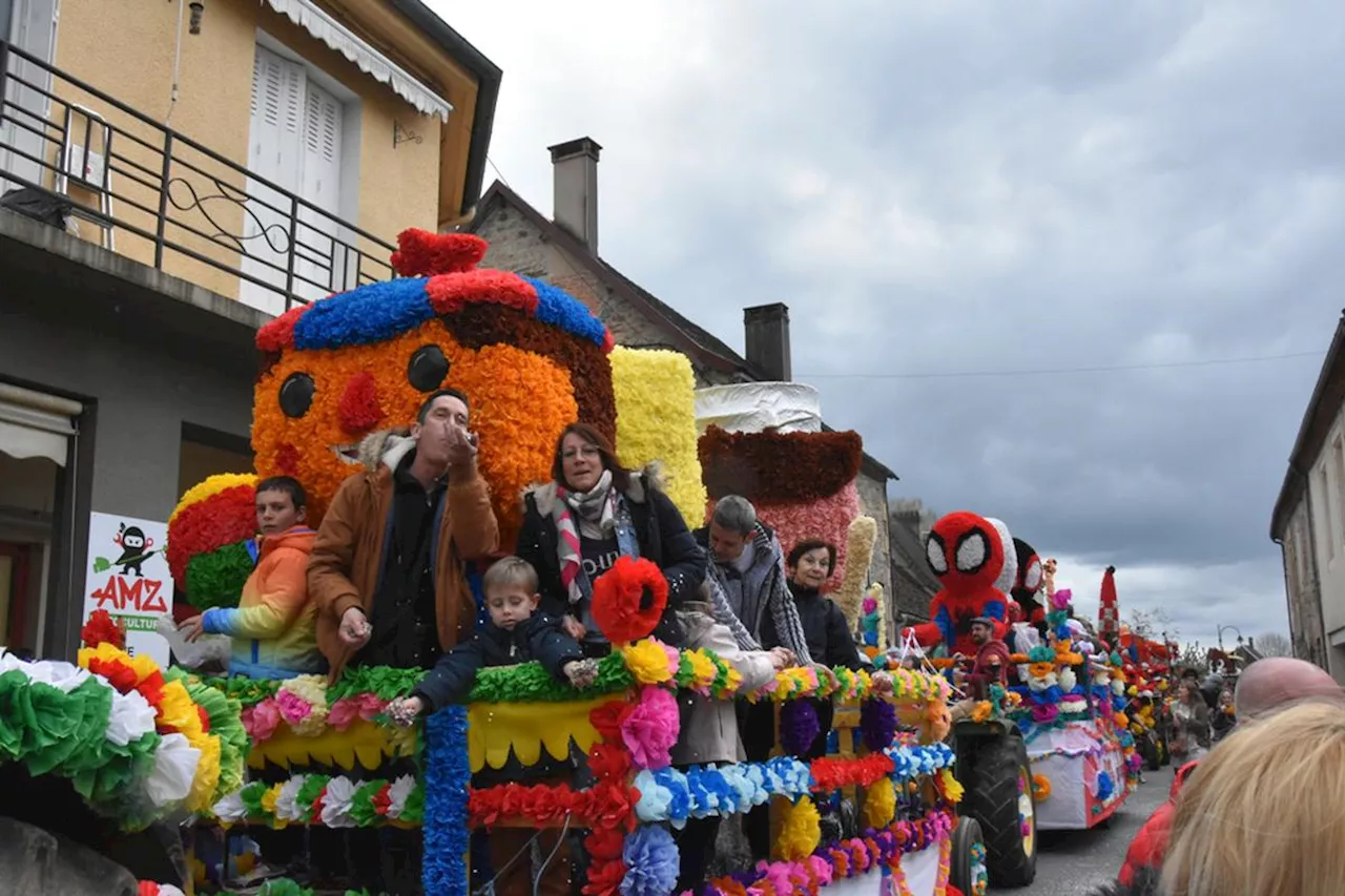 Dordogne : malgré les intempéries, les chars ont pu défiler lors du corso fleuri de Lanouaille