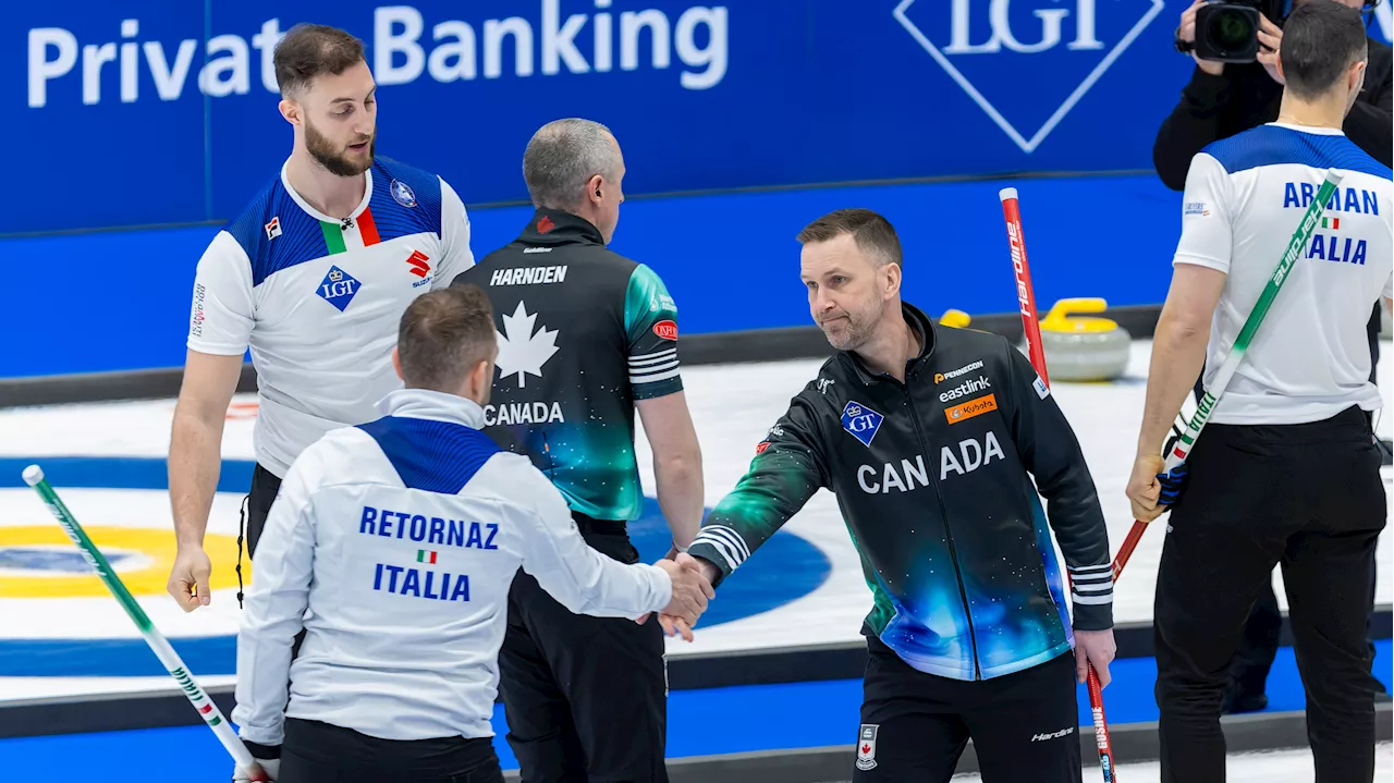 Italy's Team Retornaz hands Canada's Team Gushue first loss at men's curling worlds