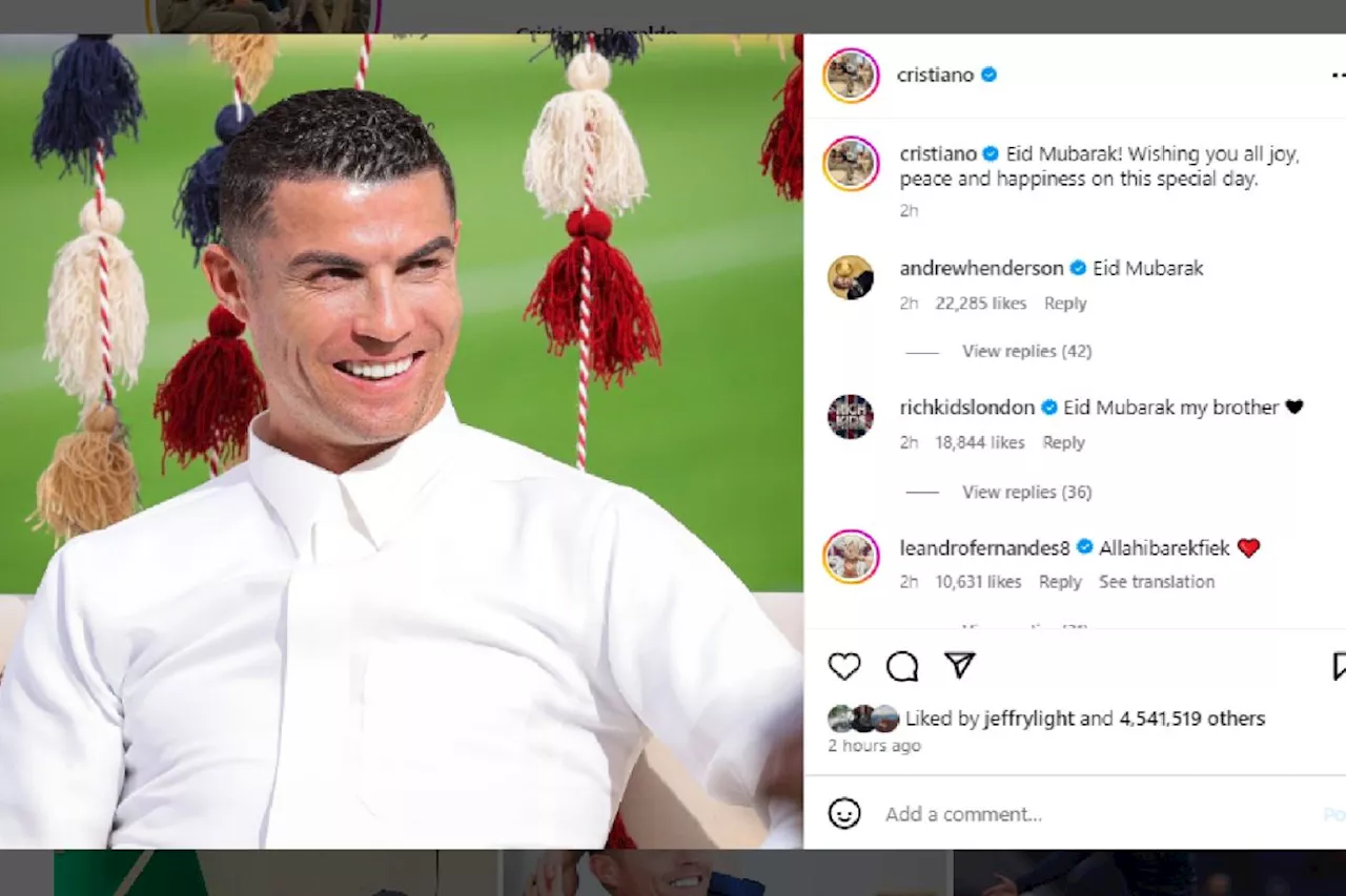 Cristiano Ronaldo unggah ucapan selamat Idul Fitri