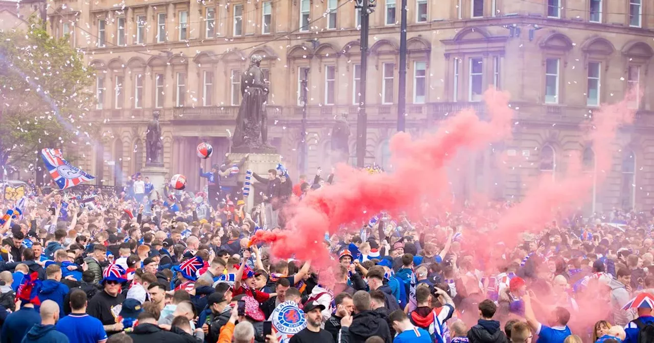 Topless Kilmarnock thug clashed with police during Rangers title party