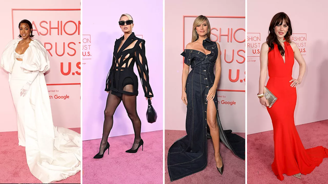 Paris Hilton goes braless and Heidi Klum is all legs as they lead the stars at 2024 Fashion Trust U.S. Awards