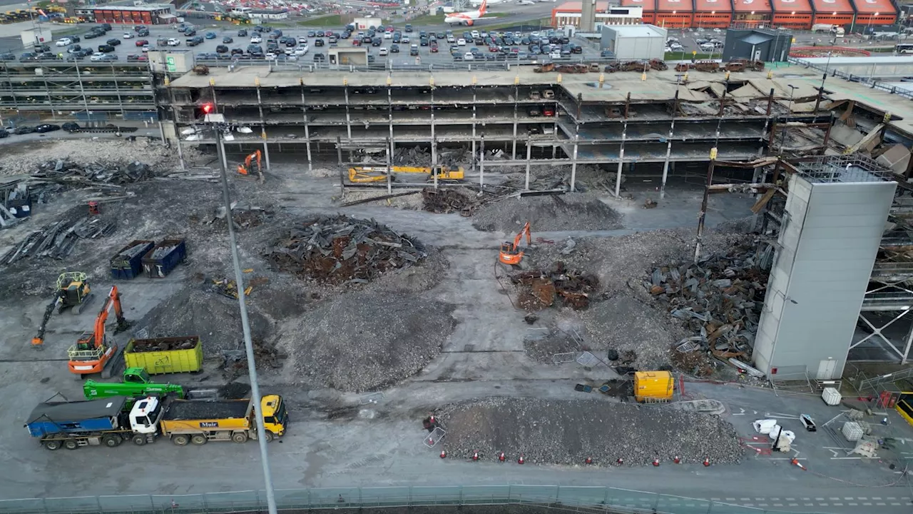 Luton Airport: New images show demolition progress six months after airport car park blaze