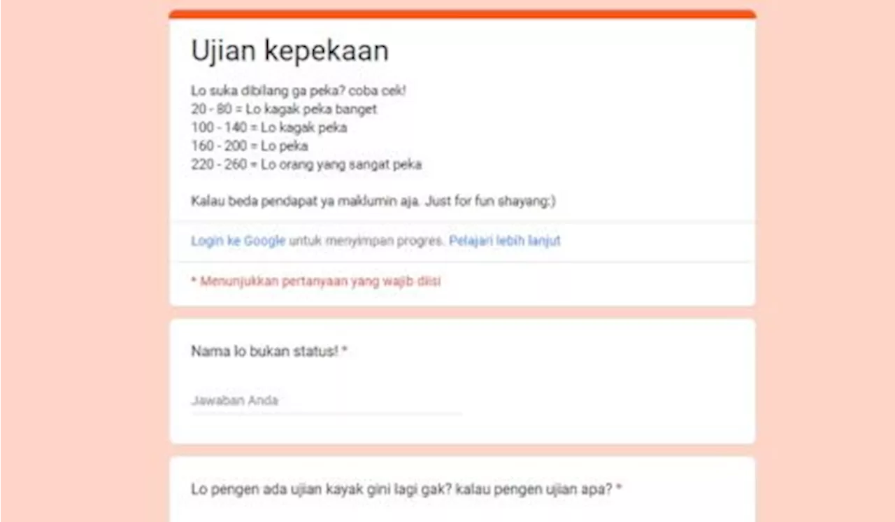 Seberapa Peka Kamu Ini Link dan Cara Main Ujian Kepekaan 2024 di Google Form