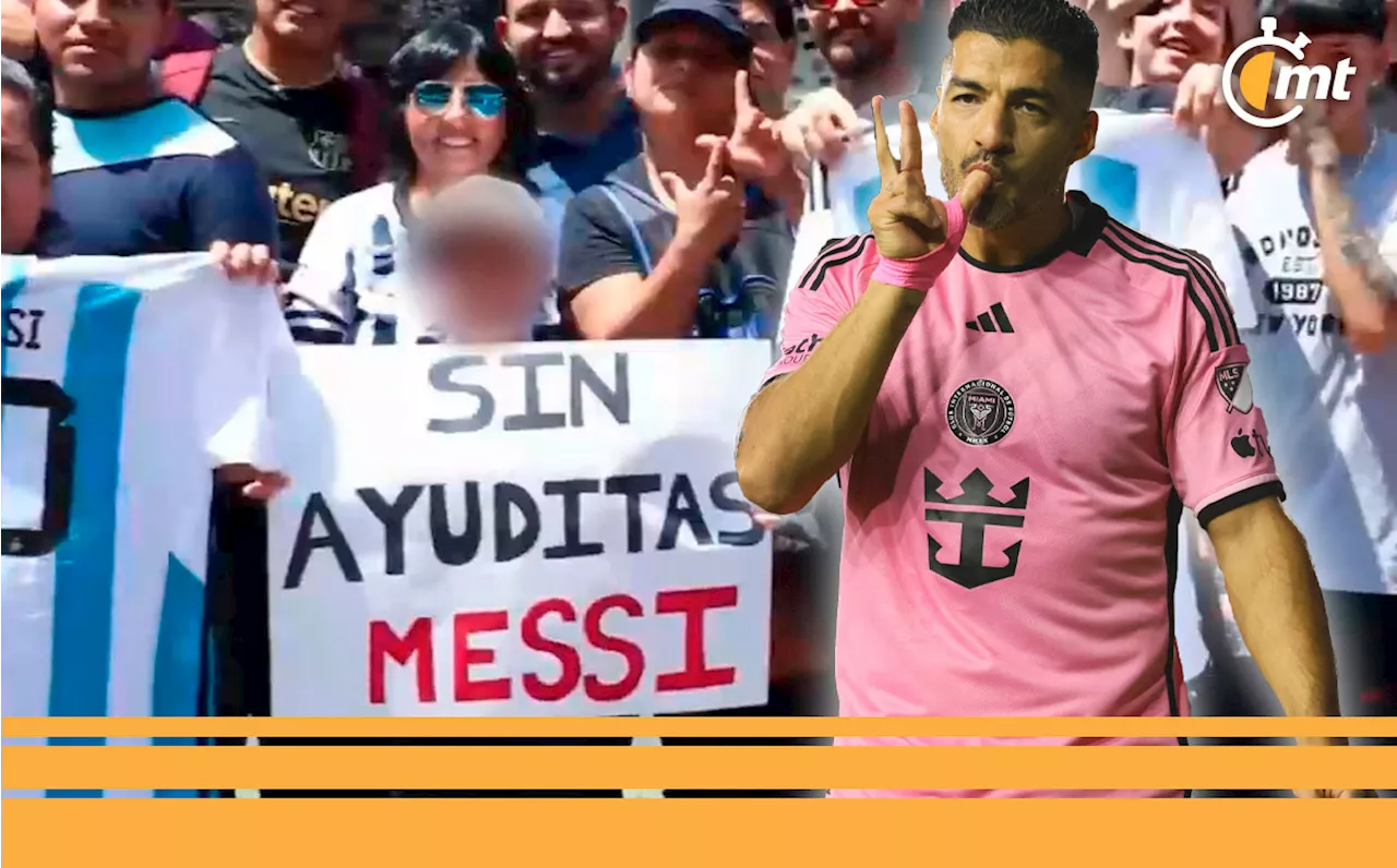 Luis Suárez 'explota' contra aficionada de Rayados por cartel 'sin ayuditas, Messi'