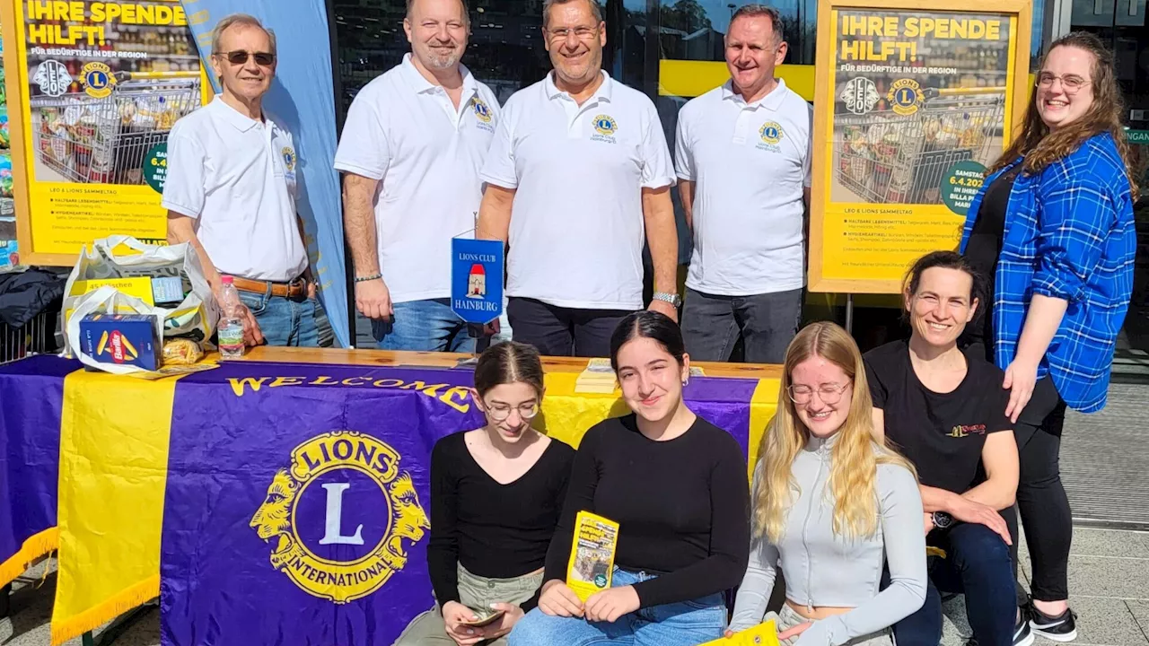 Lions und Jugend sammeln Lebensmittel in Hainburg