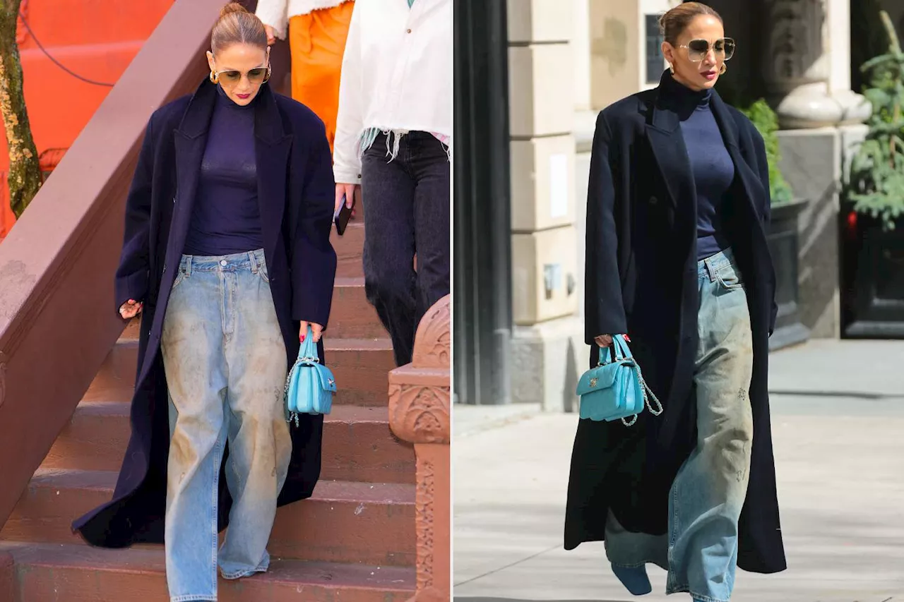 Jennifer Lopez Wears $620 Dirt Smudged Jeans for N.Y.C. Outing