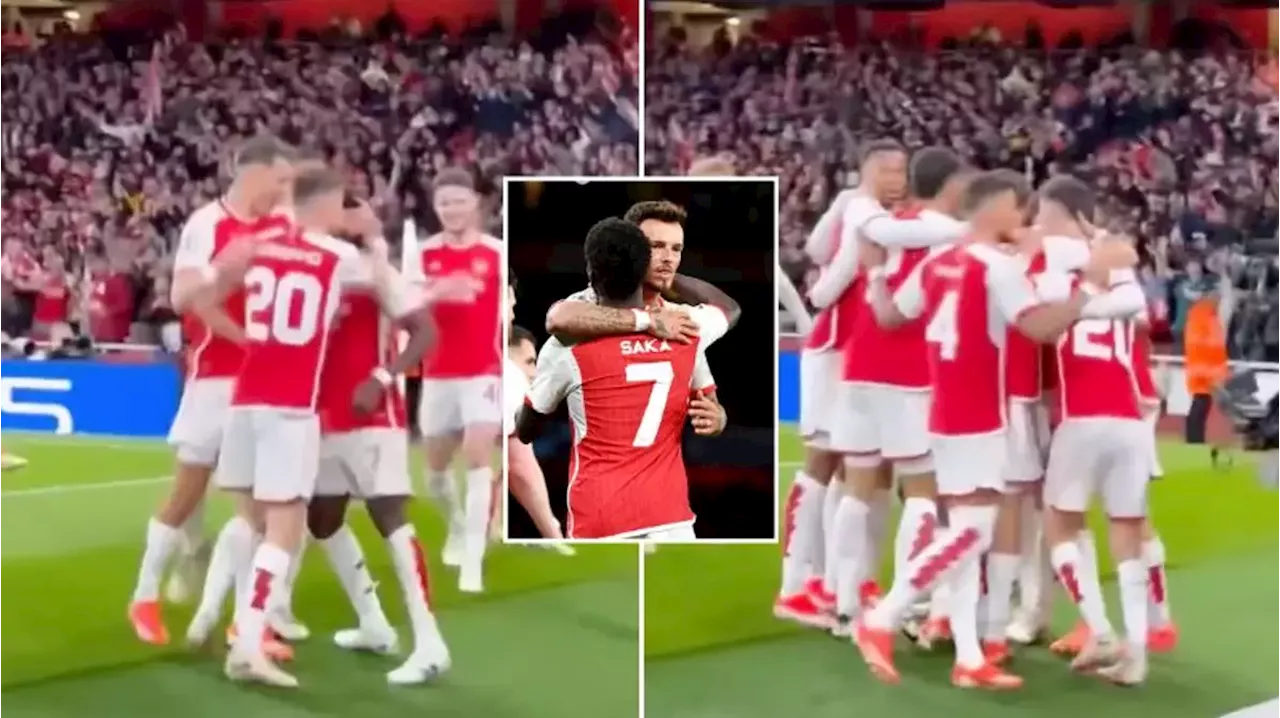 Arsenal Players' Ecstatic Celebration After Saka's Opener