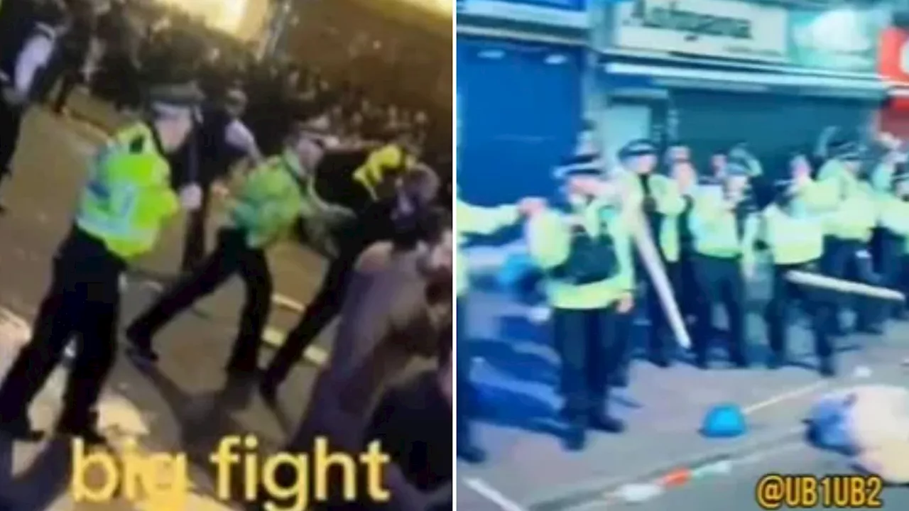 Moment chaos erupts with rubbish thrown as riot cops are forced to break up huge crowds ‘after Eid c...