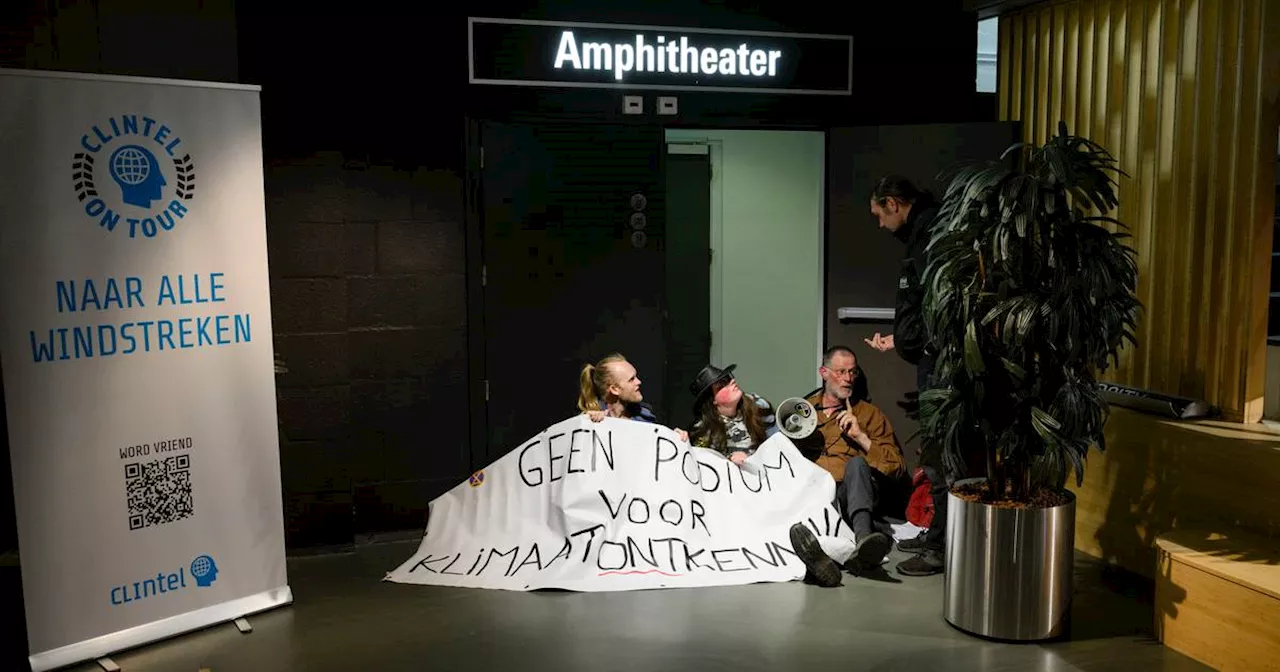 Duw- en trekwerk Extinction Rebellion en beveiligers bij omstreden lezing over windturbines