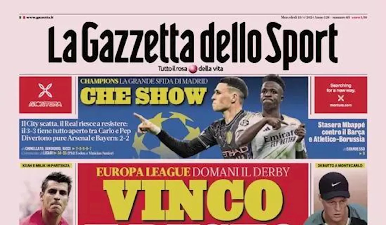 La prima pagina de La Gazzetta dello Sport su Pioli e De Rossi: 'Vinco e resto'