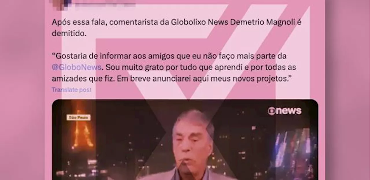 Demétrio Magnoli não foi demitido após criticar possível cassação de Moro