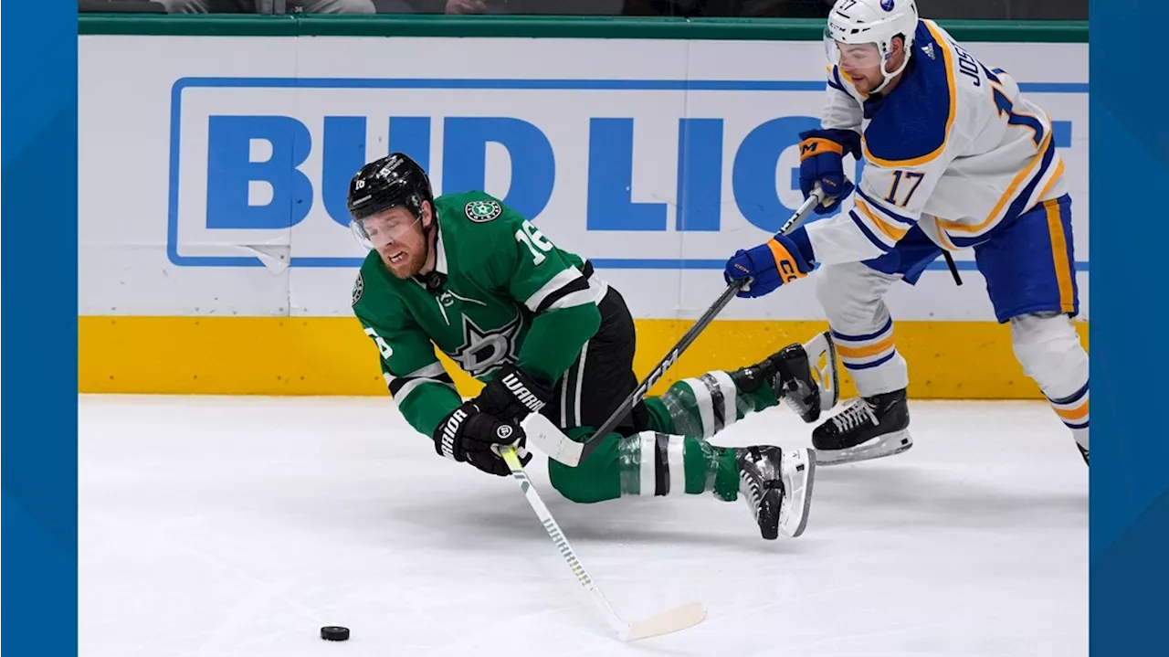 Pavs gets go-ahead goal with back to net as Stars beat Sabres 3-2 for 50th win