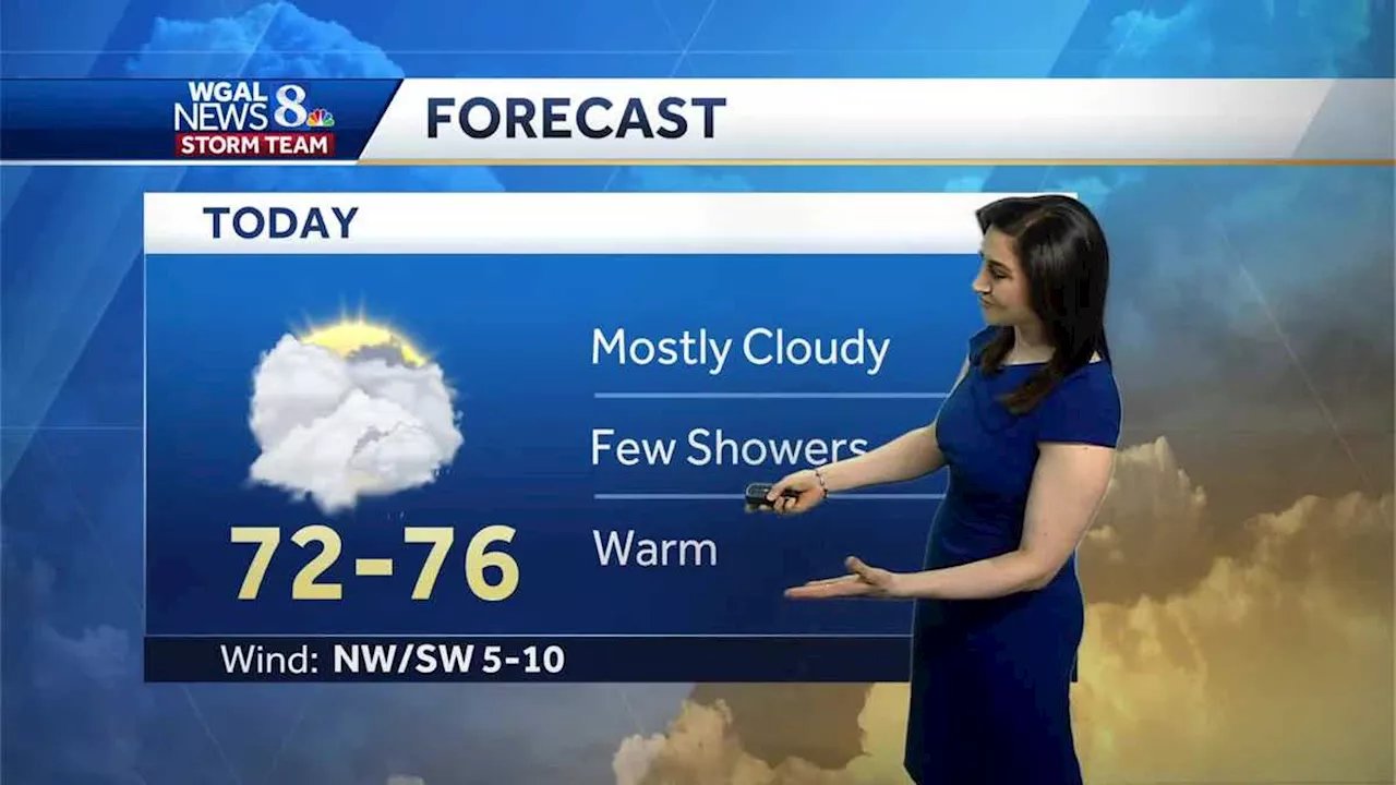 Few showers today, remaining warm in south-central Pennsylvania