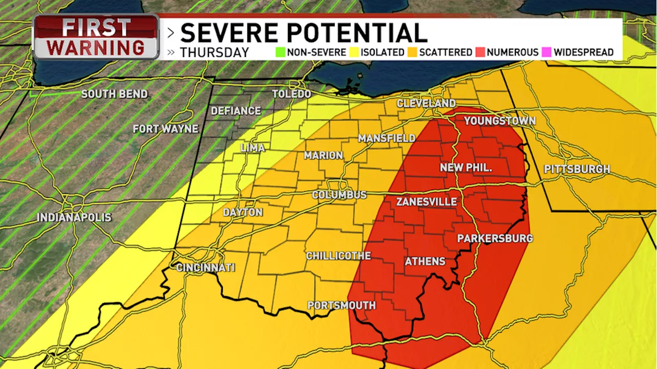 Potential strong to severe storms in central Ohio Thursday