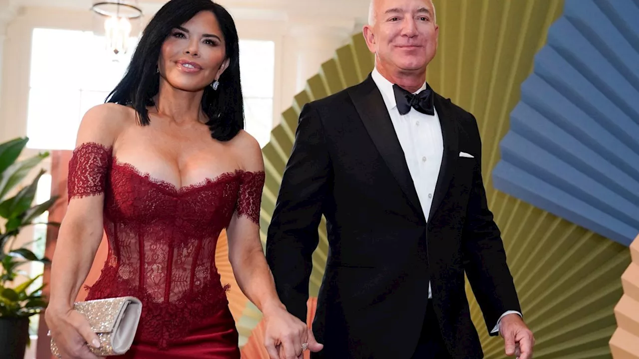 Lauren Sanchez dazzles in $2,200 gown as she and Jeff Bezos lead the glamorous arrivals at Joe Biden’s state dinner