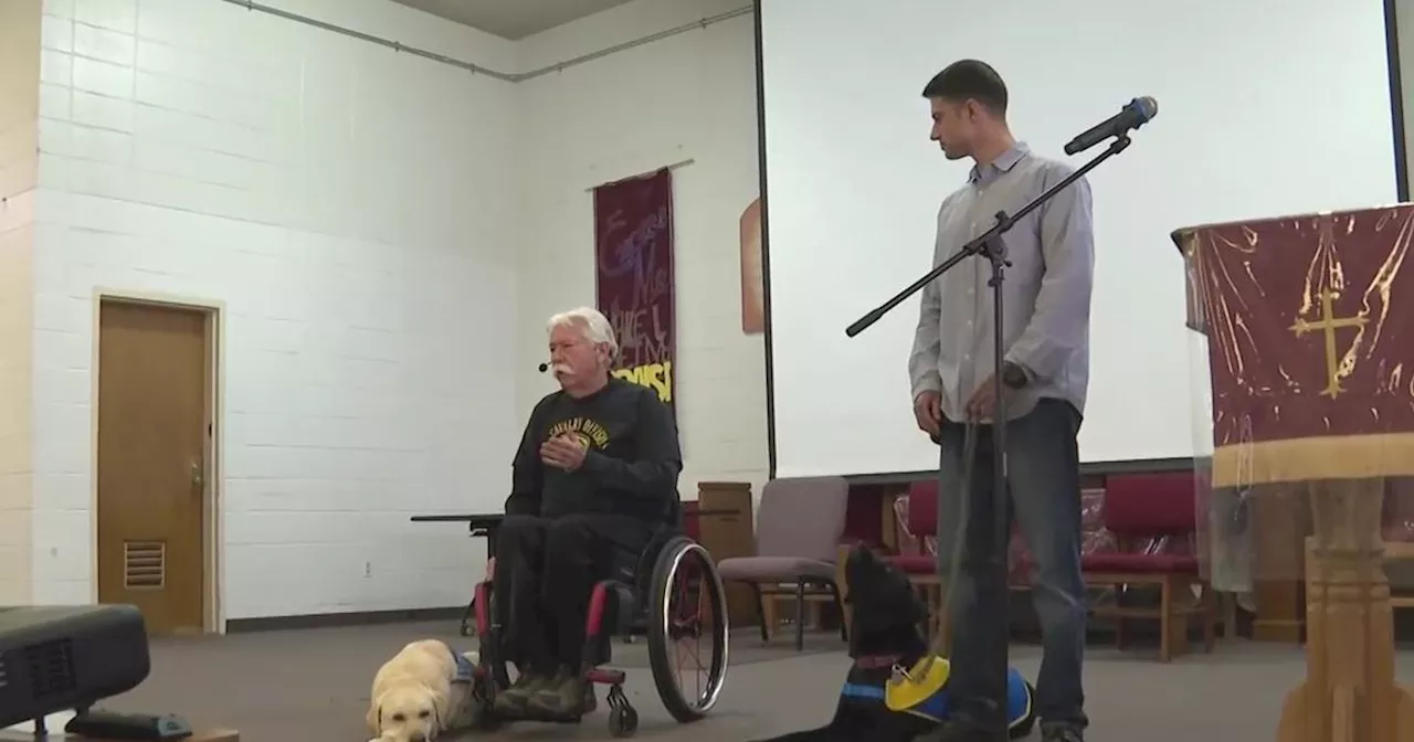 San Quentin inmates send off puppies they raised to become service dogs alongside crowd