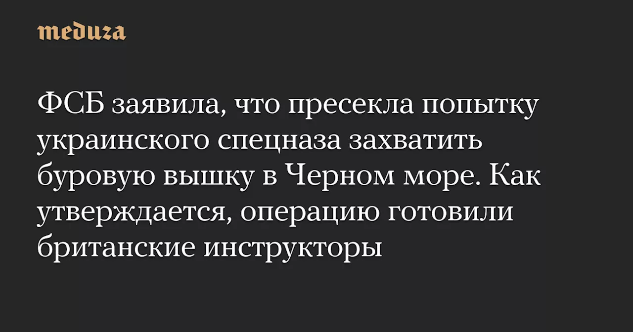 ФСБ заявила, что пресекла попытку украинского спецназа захватить буровую вышку в Черном море. Как утверждается, операцию готовили британские инструкторы — Meduza