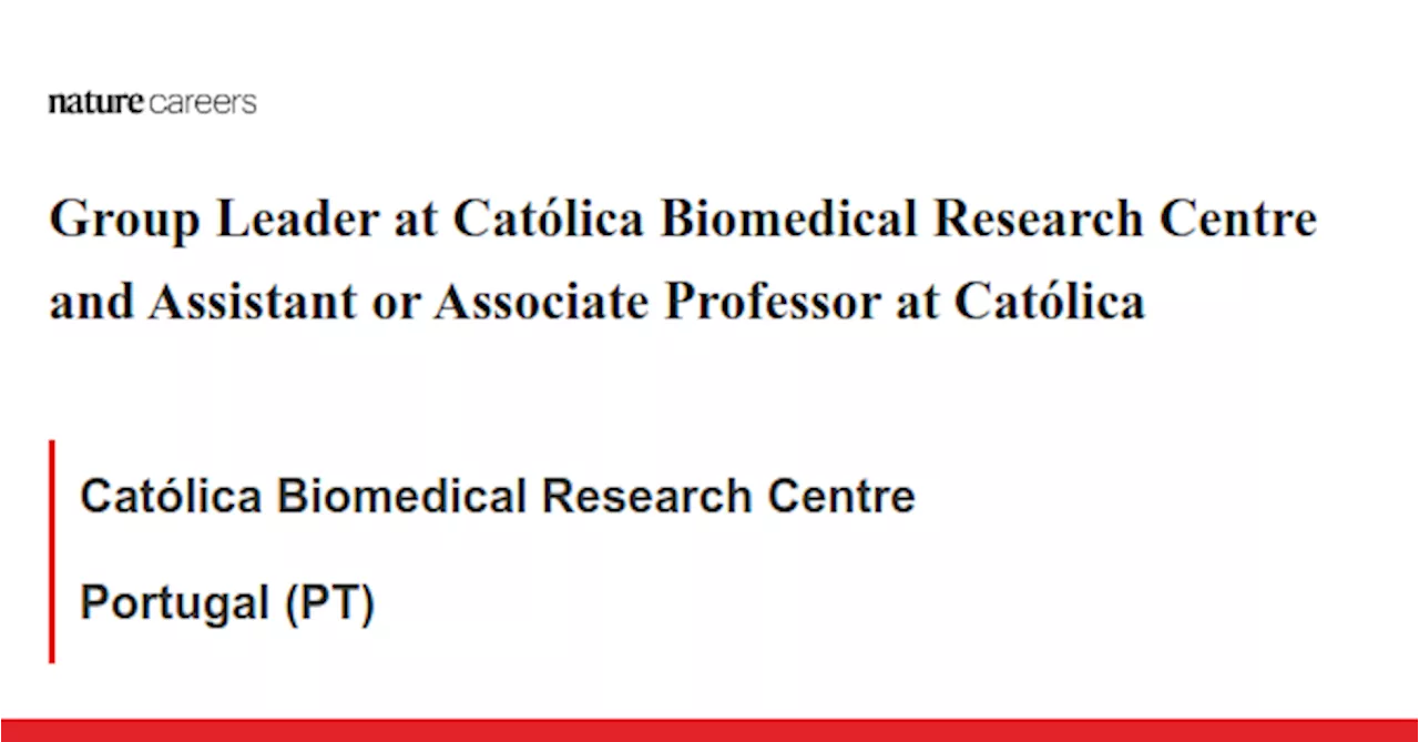 Job Opening: Group Leader and Tenure-track Assistant/Associate Professor at Católica Biomedical Research Centre