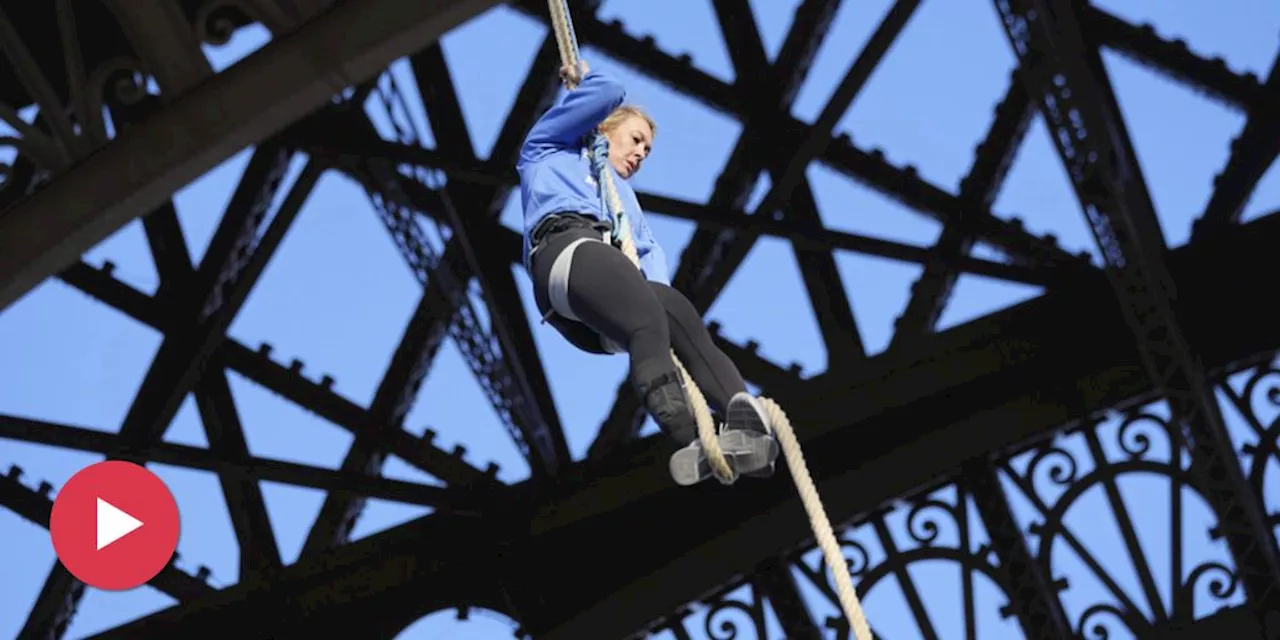 Neuer Weltrekord: Frau klettert an Seil den Eiffelturm hoch