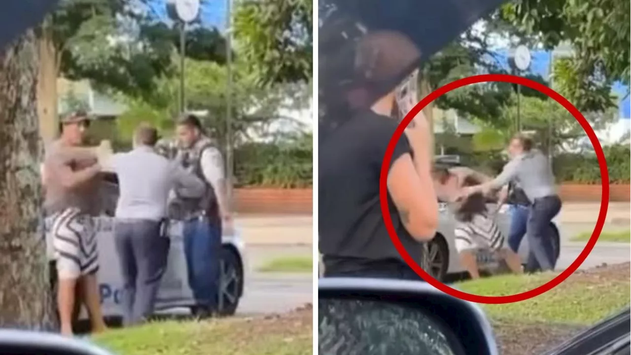 Wild footage as cop punches man in face