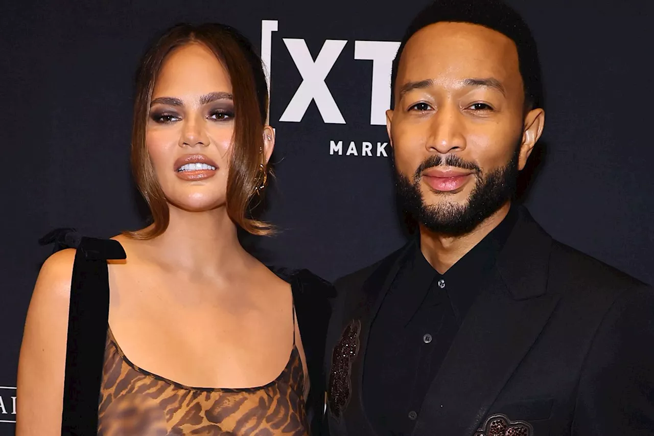 Chrissy Teigen Wears Nipple-Baring Leopard Gown and Matches John Legend for Red Carpet Date Night