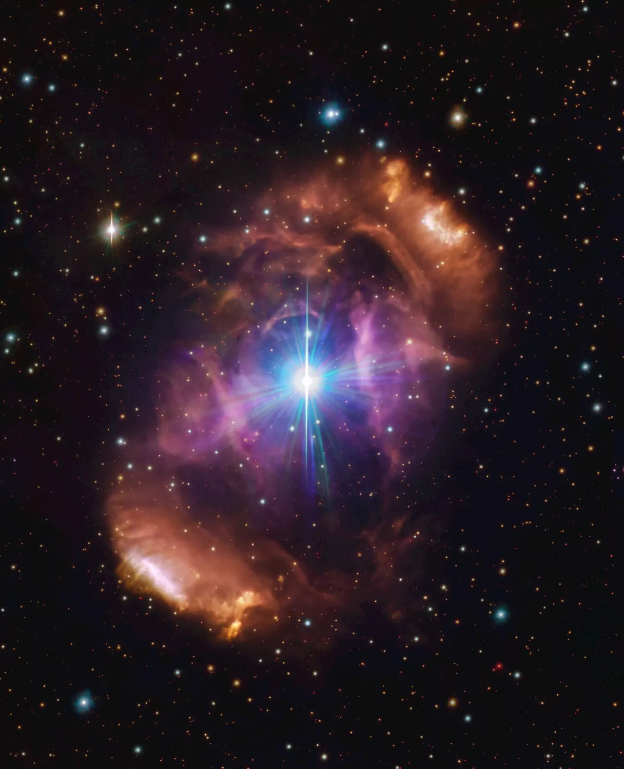 Beautiful Nebula, Violent History: Clash of Stars Solves Stellar Mystery