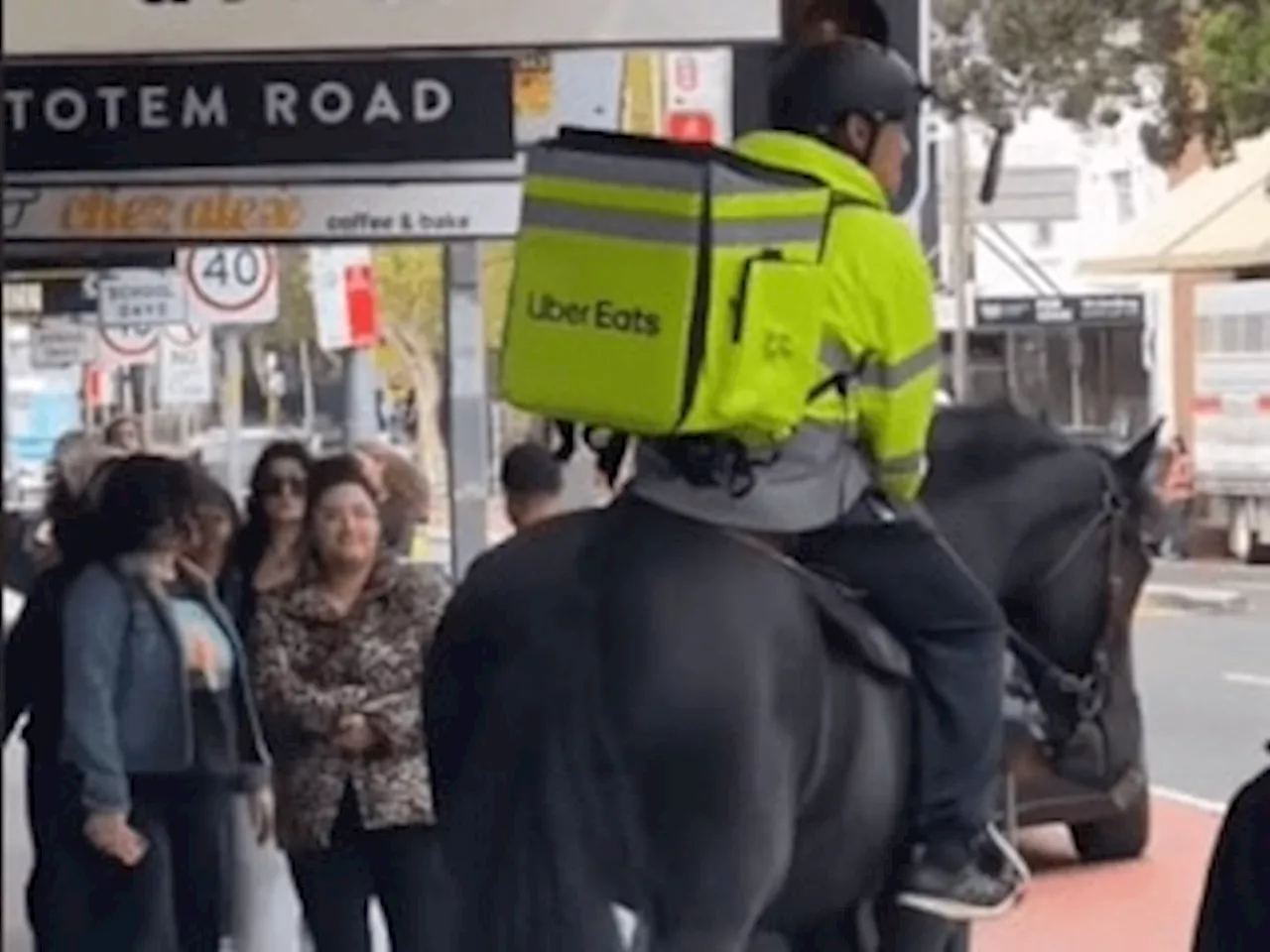 Bizarre horseback Uber Eats delivery goes viral