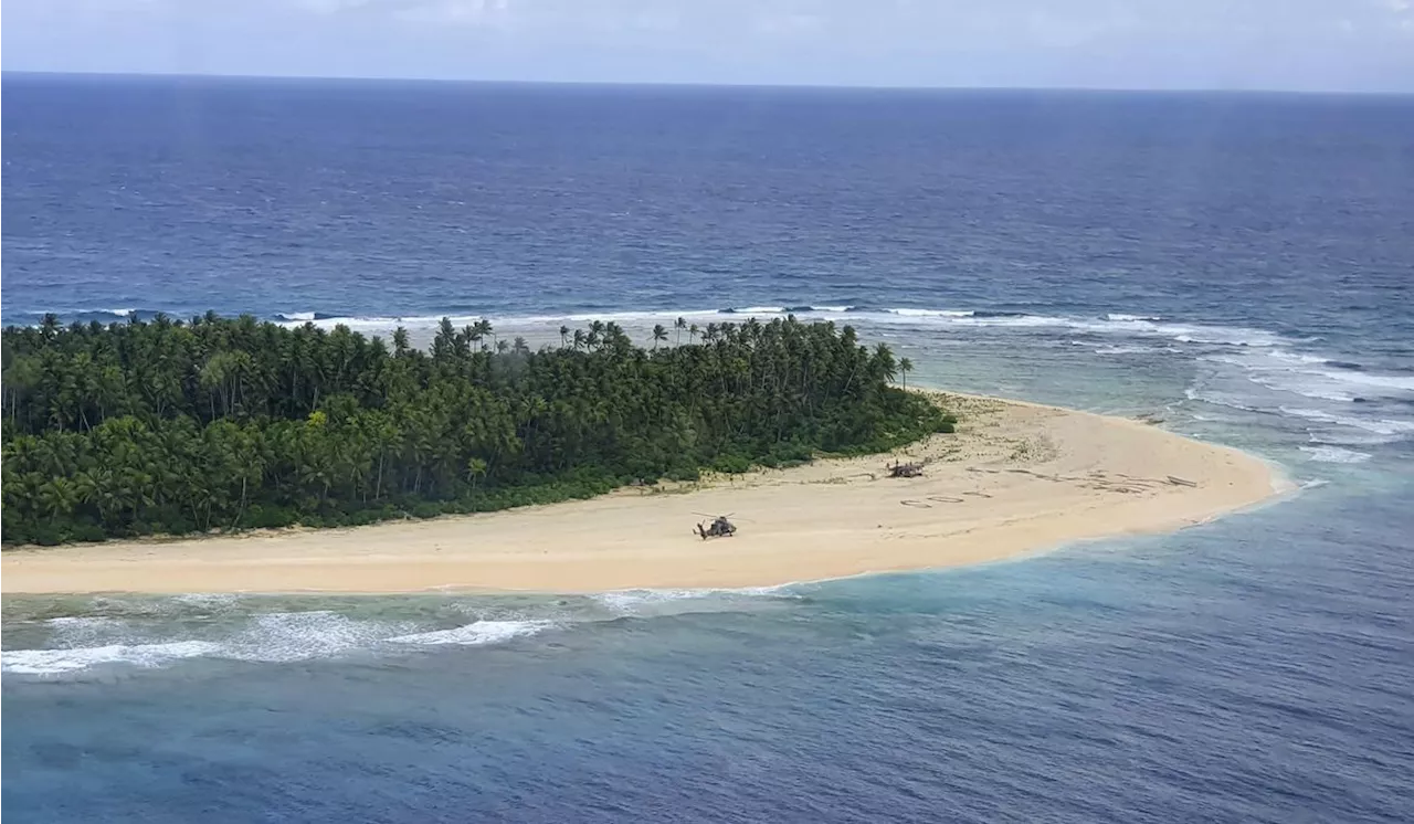 Shipwrecked sailors rescued after arranging palm fronds on beach to form the word 'HELP'