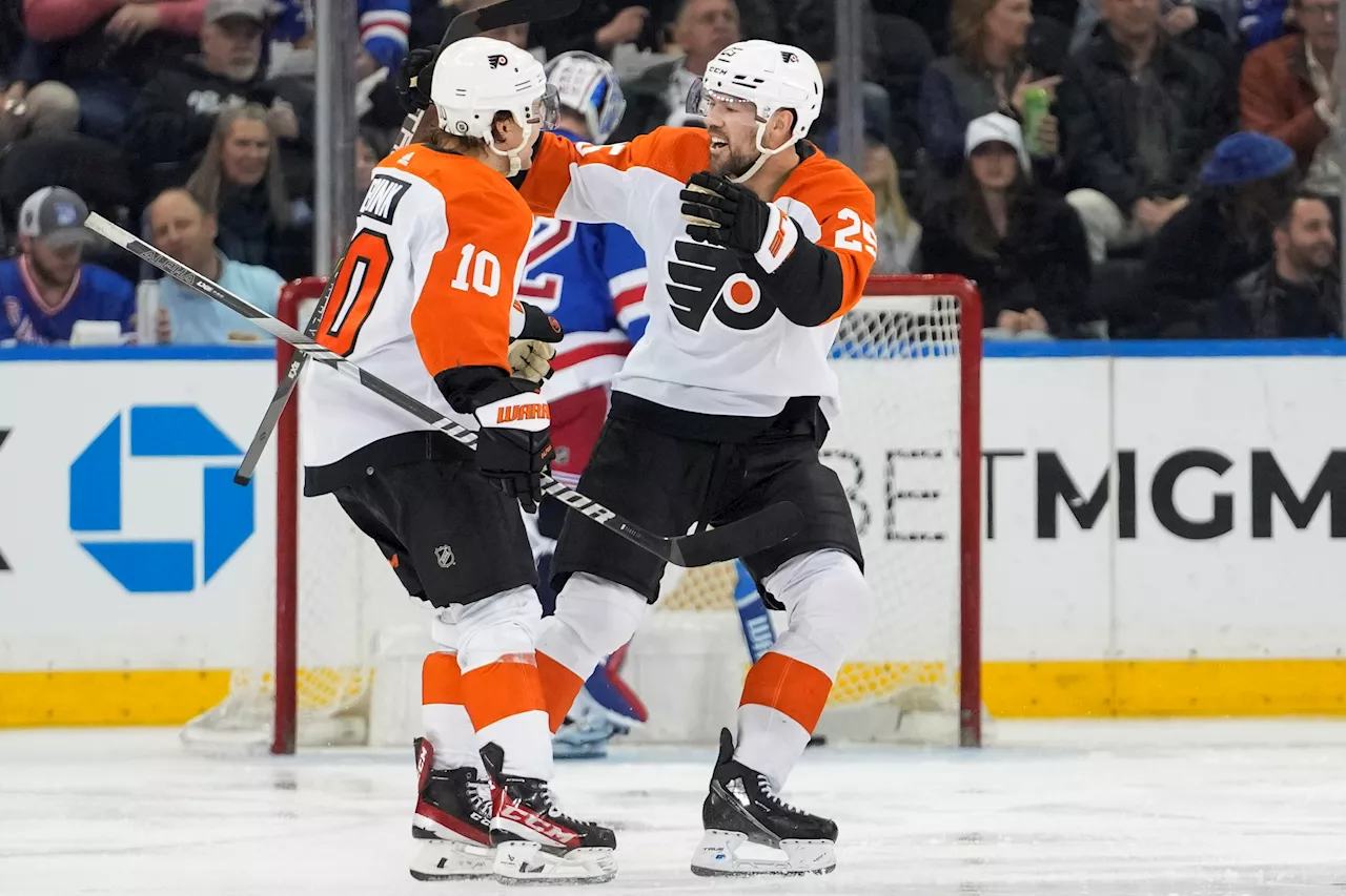 Flyers end 8-game losing streak with 4-1 victory over Rangers