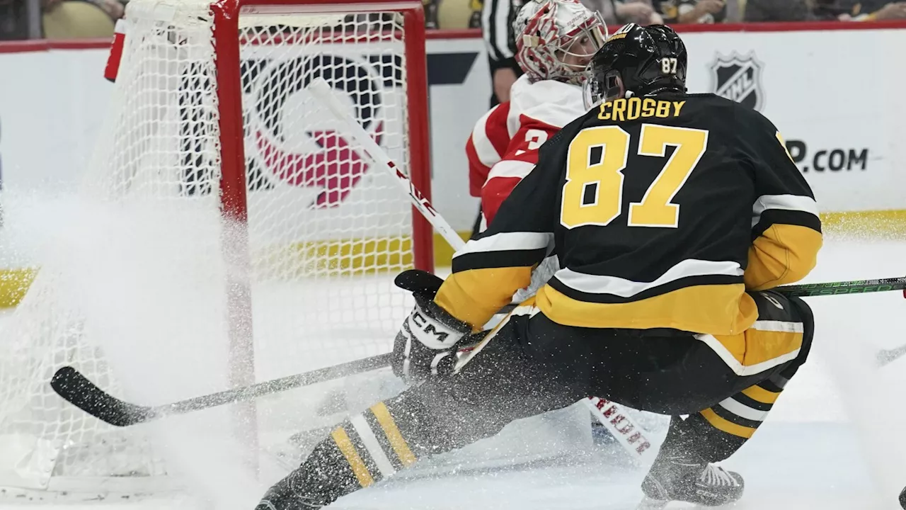 Crosby reaches 1,000 assists, Karlsson nets winner as Pens boost playoff odds by edging Detroit 6-5