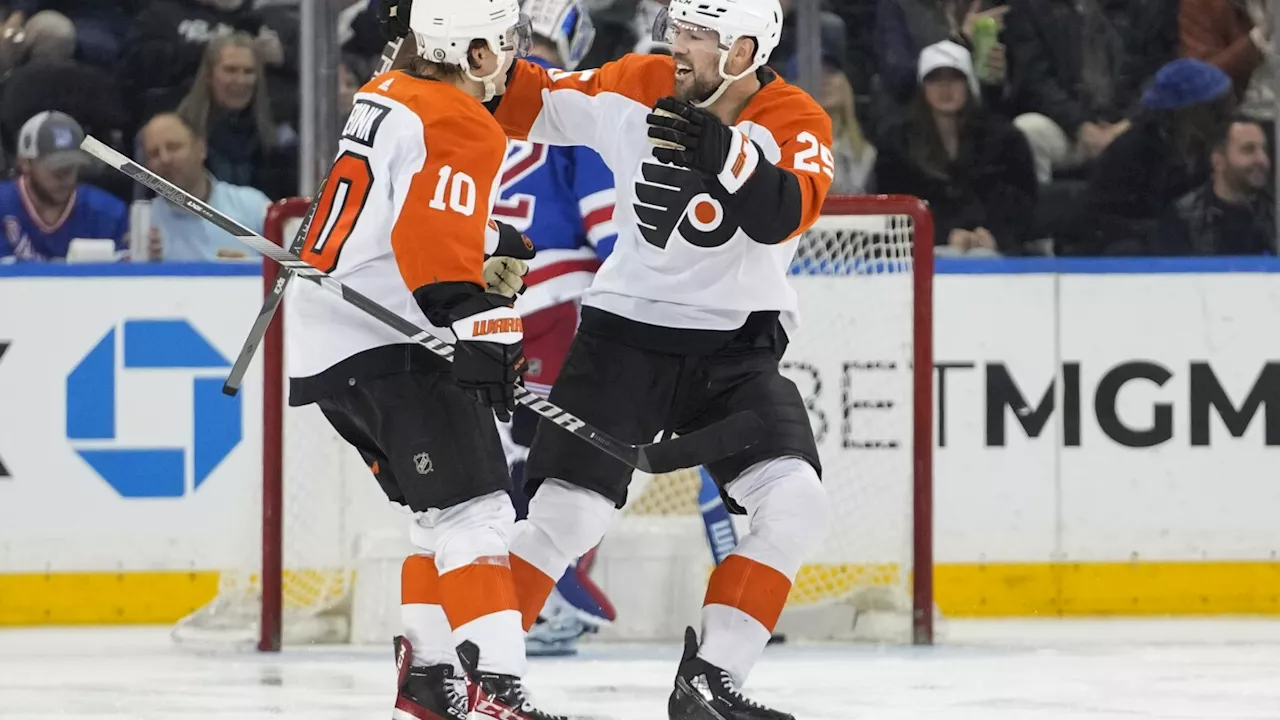 Flyers end 8-game losing streak with 4-1 victory over Rangers