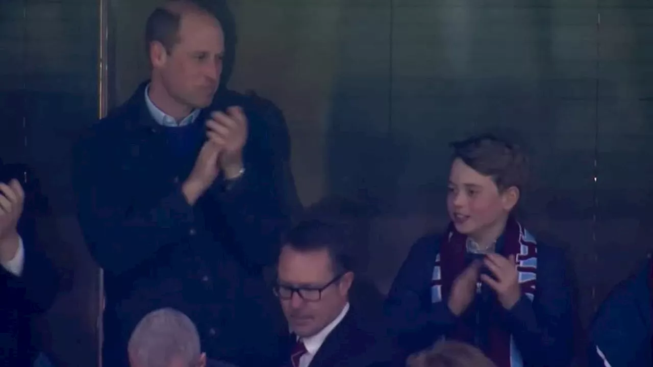 Prince William is seen at Aston Villa match with George