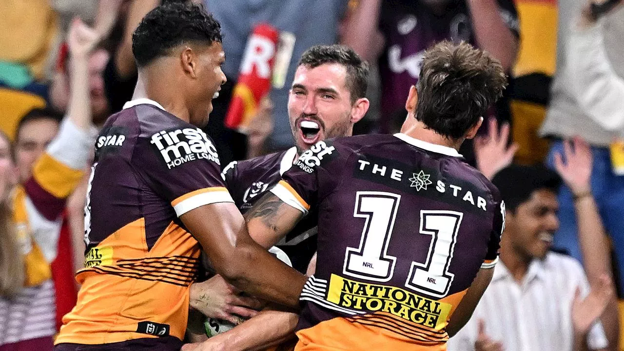 Bronco blitz tears Dolphins to shreds in battle of Brisbane amid superstar’s horror blow