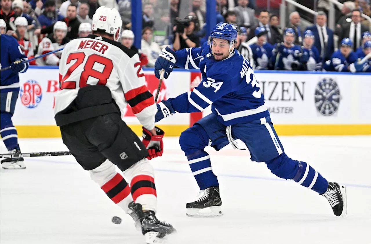 Matthews, Tavares score twice as Leafs lose back-and-forth match against Devils