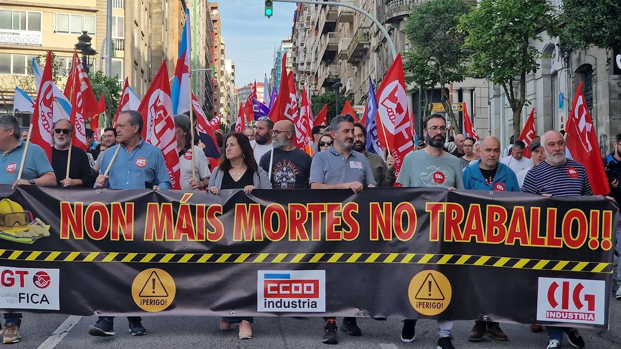 Manifestación en Vigo en rechazo a los accidentes laborales