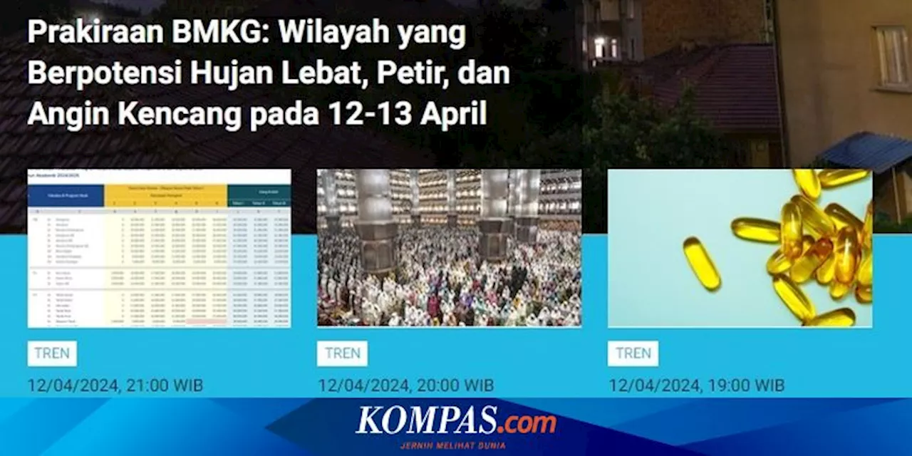 [POPULER TREN] Wilayah yang Berpotensi Cuaca Ekstrem 12-13 April 2024 | Air Rebusan untuk Menurunkan Kolesterol Usai Lebaran