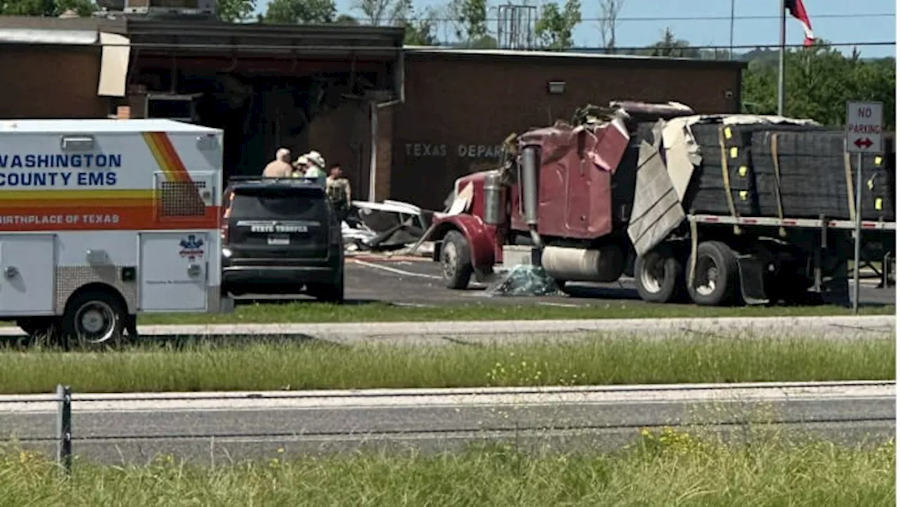 Big Rig Crashes into DPS Building in Brenham, Texas