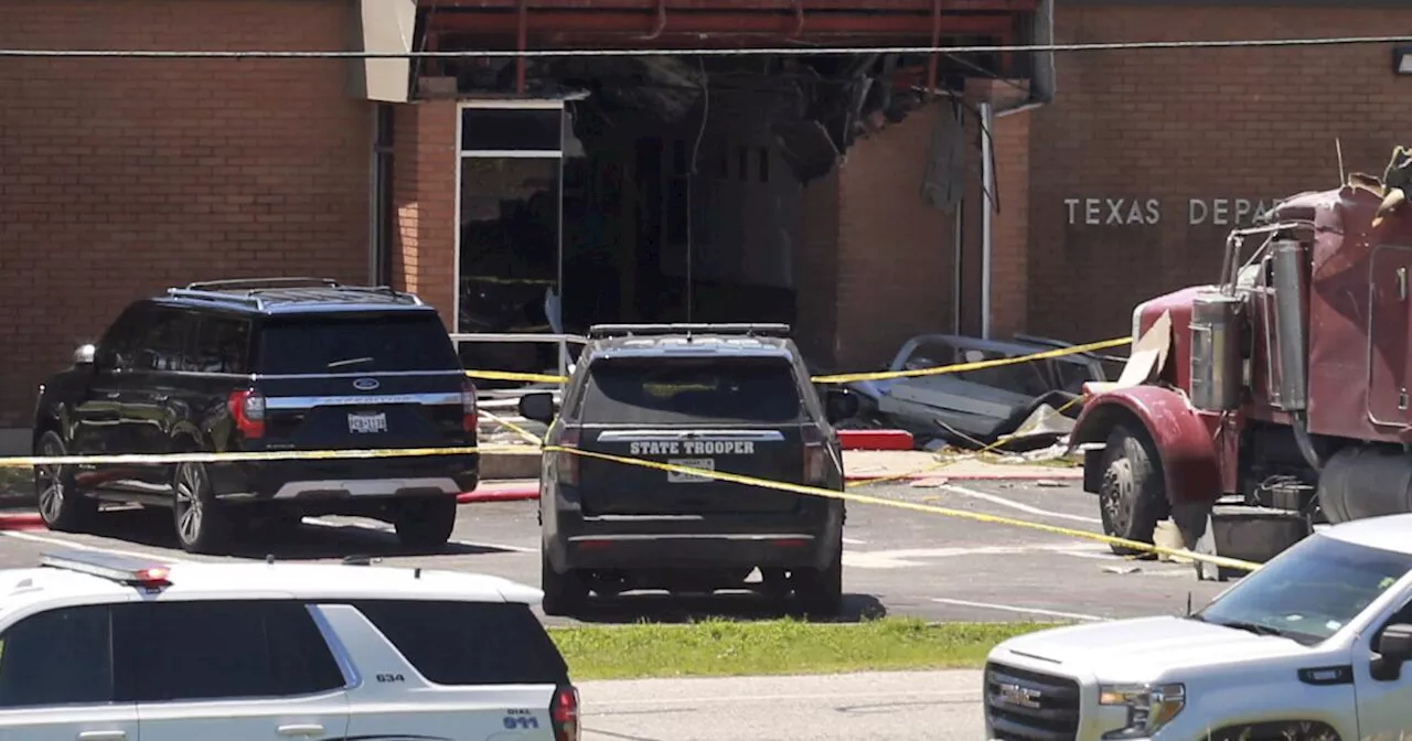 1 dead and 13 injured after semitrailer intentionally rams into Texas public safety office