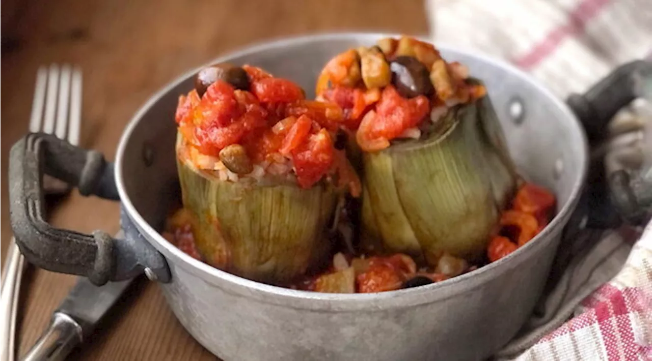 Carciofi ripieni di riso al pomodoro