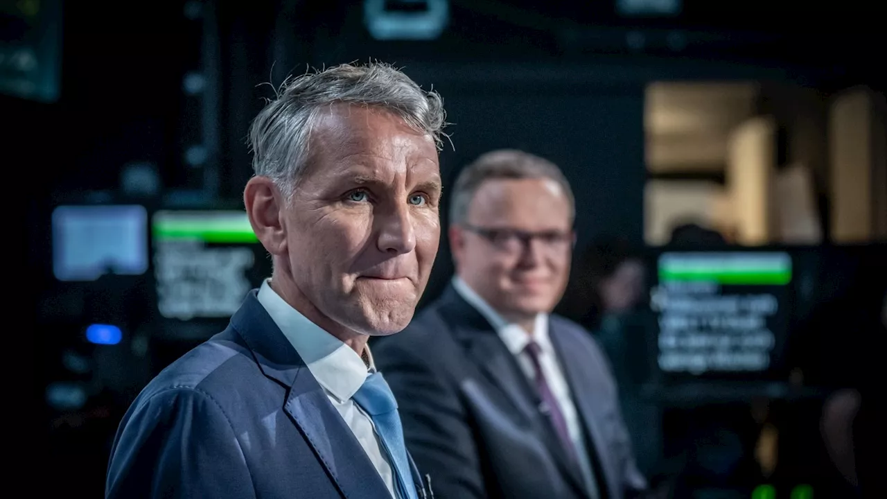 CDU-Spitzenkandidat Mario Voigt und AfD-Rechtsaußen Björn Höcke liefern sich heftigen Schlagabtausch im TV-Duell