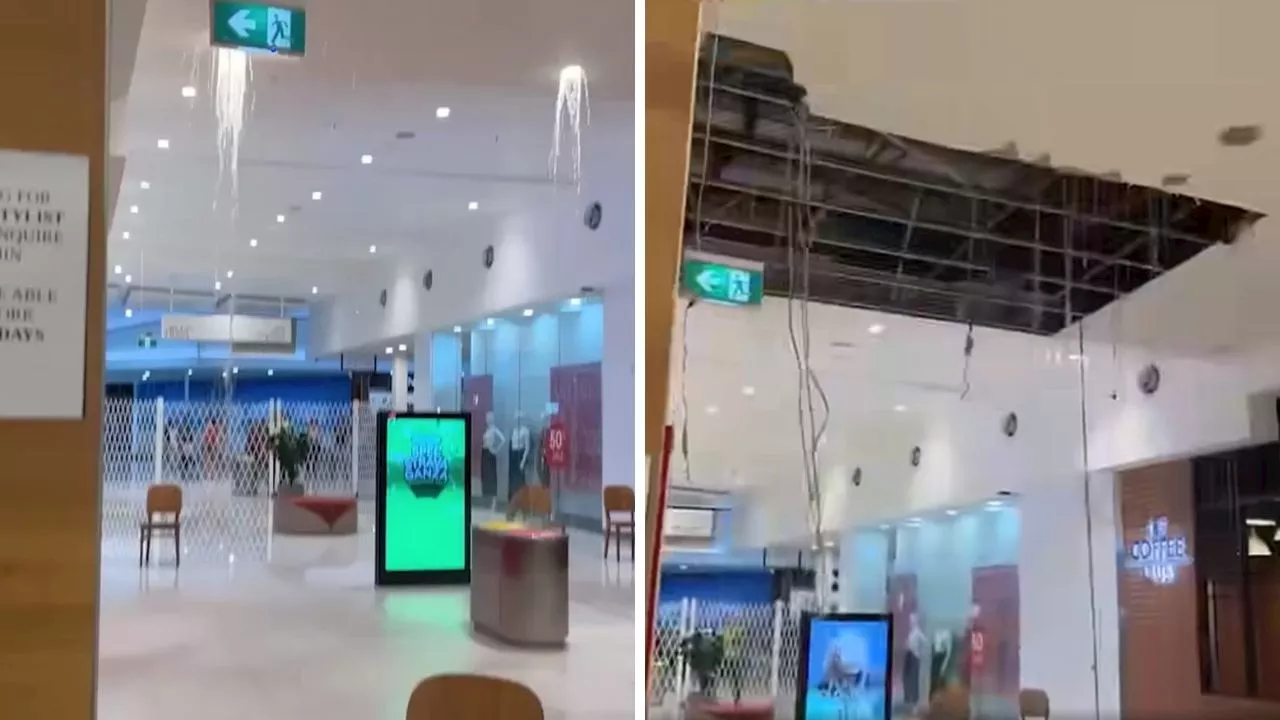 Shopping centre ceiling collapses, flooding