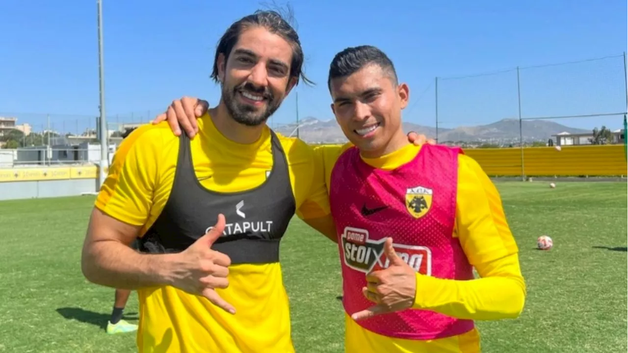 Orbelín Pineda ‘baila’ a Rodolfo Pizarro en entrenamiento del AEK Atenas