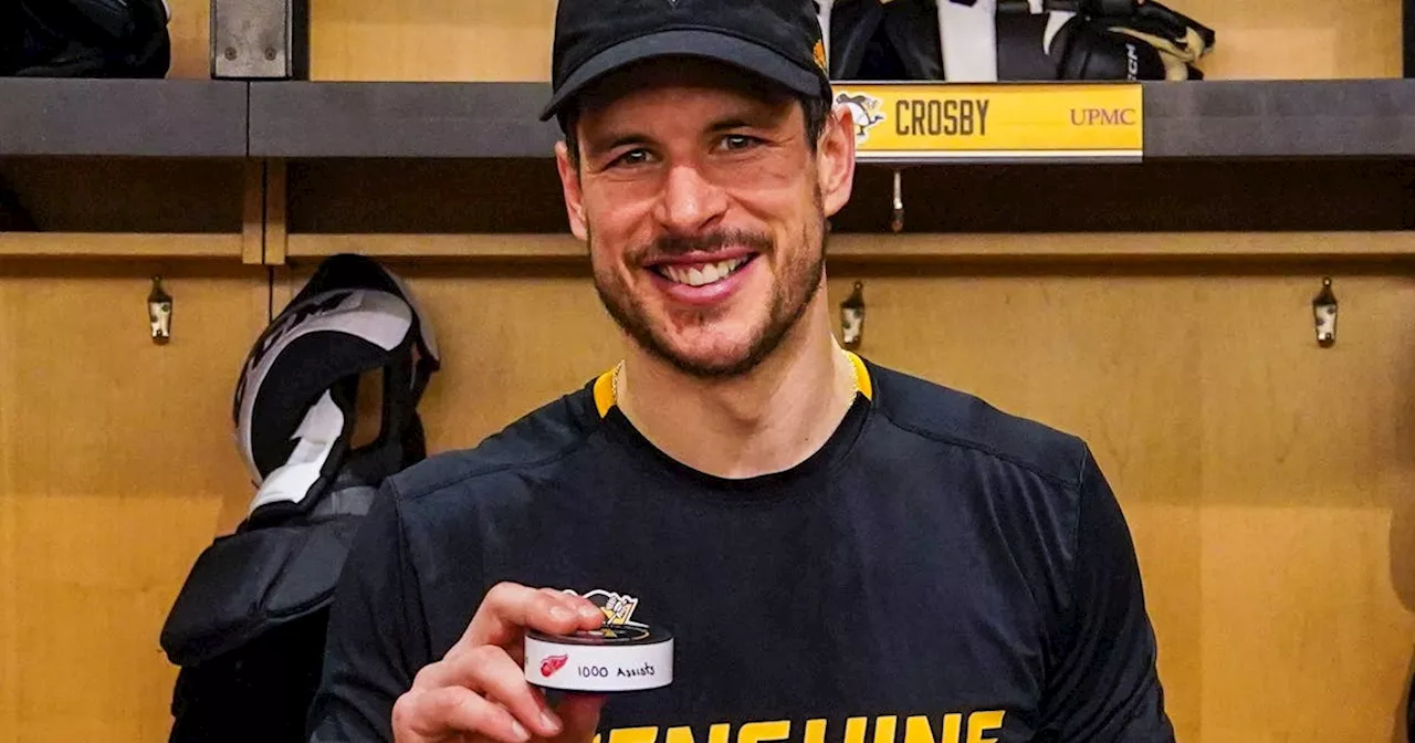 Crosby Reaches 1,000 Assists and Moves Up NHL Points List in Penguins' Win