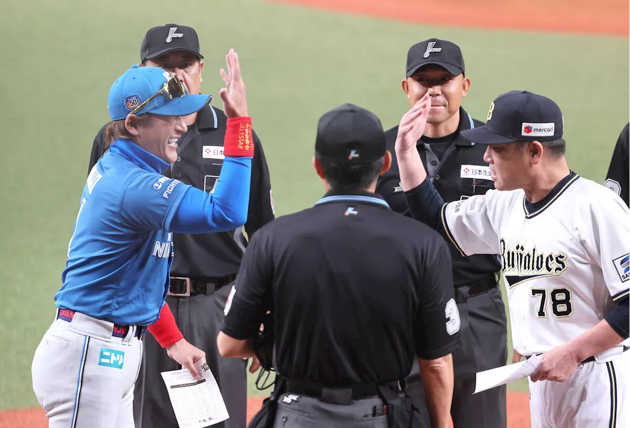 【日本ハム】新庄監督が試合前ハイタッチでパリーグ全球団“制覇” オリ中嶋監督と球場盛り上げる