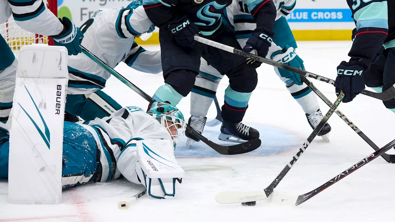 Cooley cool under pressure with 49 saves as Sharks top Kraken