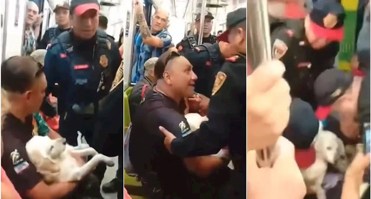 VIDEO: Policías sacan a hombre con perrito herido del Metro CDMX; 'no contaba con medidas', explican